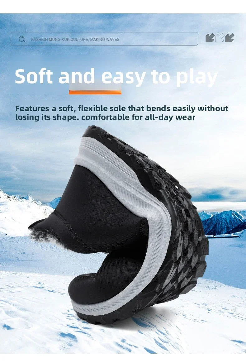 Women's Winter Snow Boots by UpTrend Deals, black fabric upper with gray non-slip chunky sole on Tampa Home & Garden Store