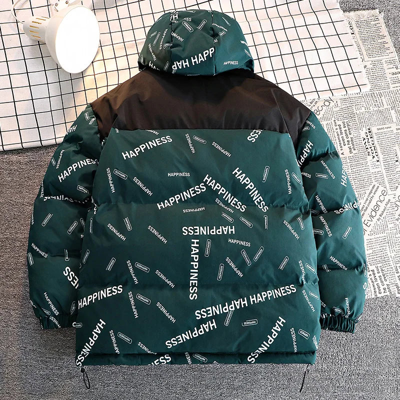 Men's winter parka teal green cotton-padded hooded coat by UpTrend Deals on Tampa Home & Garden Store