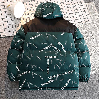 Men's winter parka teal green cotton-padded hooded coat by UpTrend Deals on Tampa Home & Garden Store