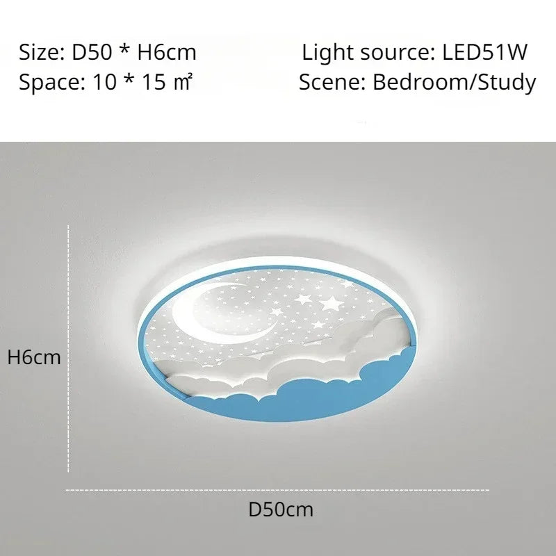 DecorBites Kids LED Ceiling Light with blue ring and night sky motif for nursery decor on Tampa Home & Garden Store