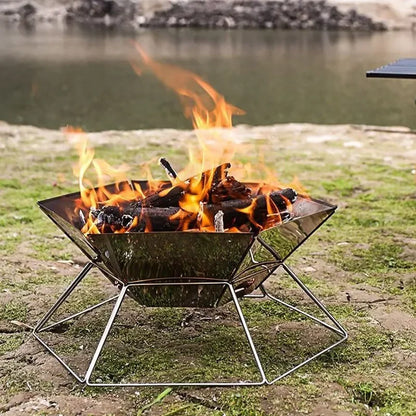 Portable wood stove brazier with folding metal stand for outdoor camping FLIPSTYLEZLLC on Tampa Home & Garden Store