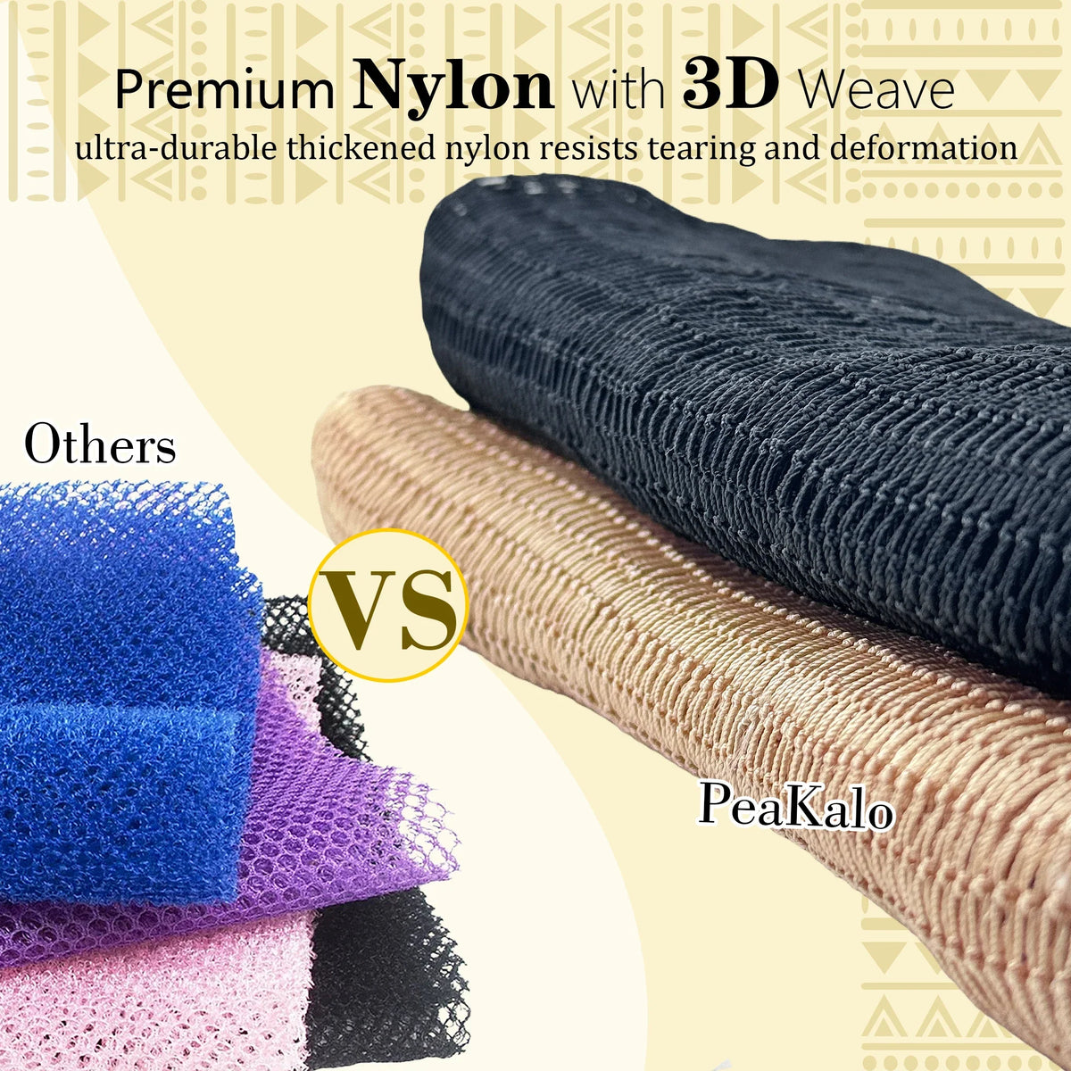 PeaKalo African Net Sponge 2pc exfoliating bath loofah for all skin types nylon nets on Tampa Home & Garden Store