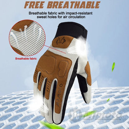 Dirtpaw Race Motorcycle Gloves by BikerZoneZ brown suede knuckles on white breathable fabric on Tampa Home & Garden Store