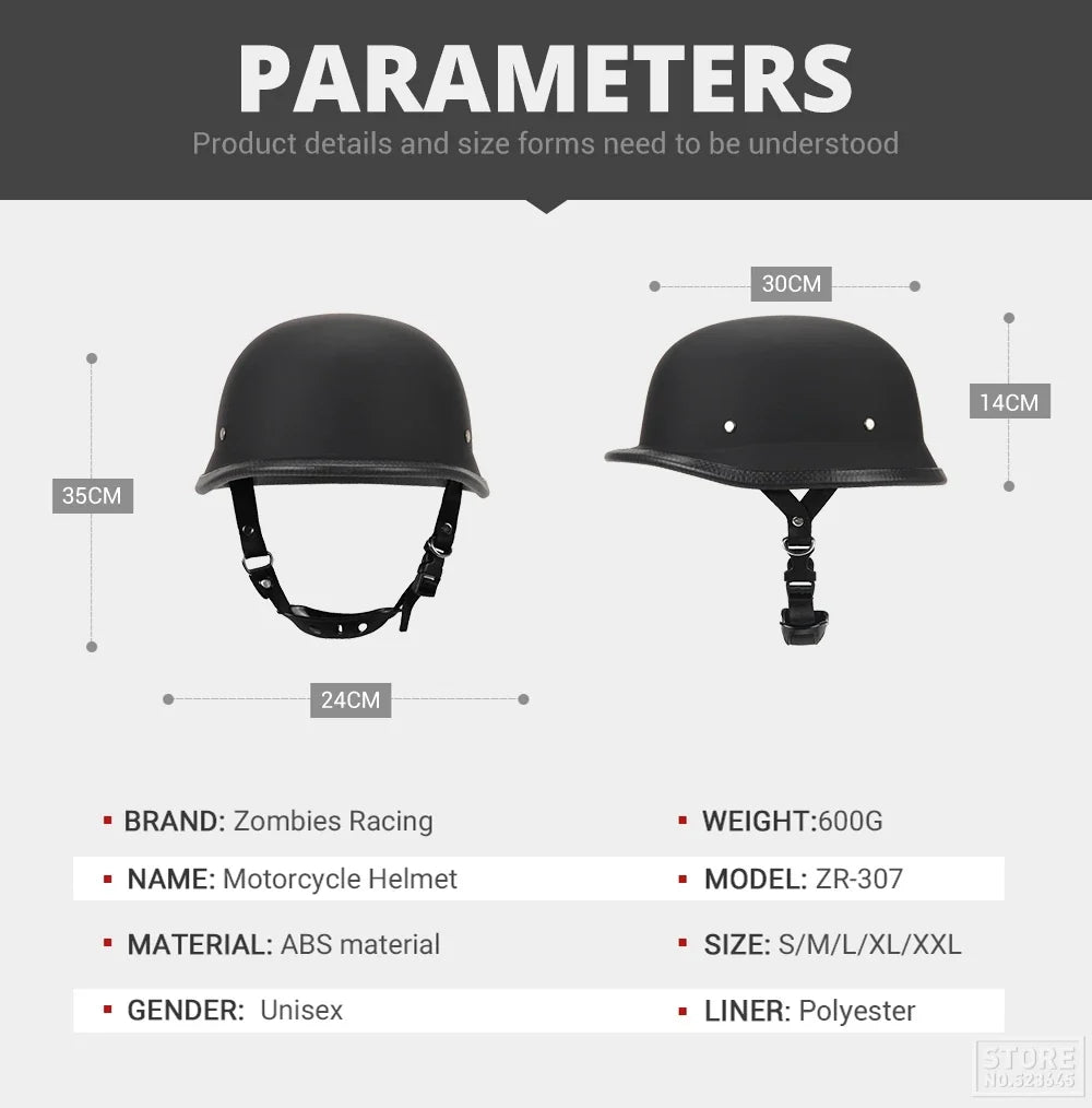 DOT Certification Half Helmet Motorcycle by BikerZoneZ, black matte shell, two helmets on Tampa Home & Garden Store