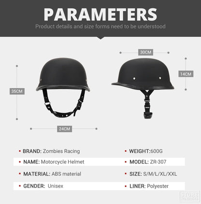 DOT Certification Half Helmet Motorcycle by BikerZoneZ, black matte shell, two helmets on Tampa Home & Garden Store