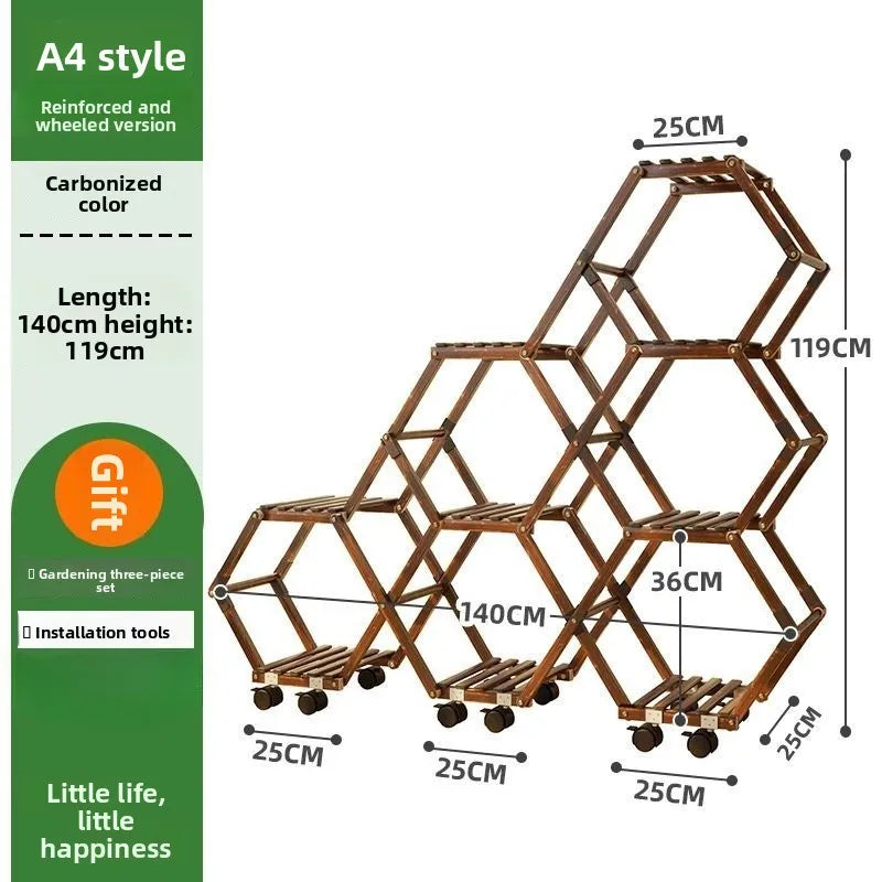 Solid Wood Plant Stand for Garden and Patio