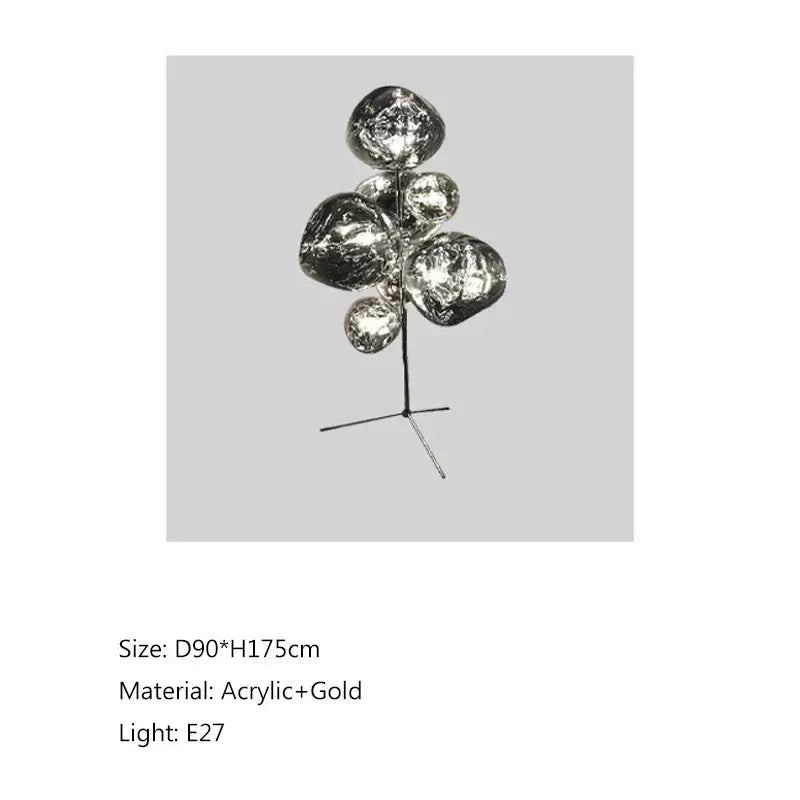 DecorBites LED lava floor lamp with acrylic gold spheres on slim black stand, 175 cm tall on Tampa Home & Garden Store