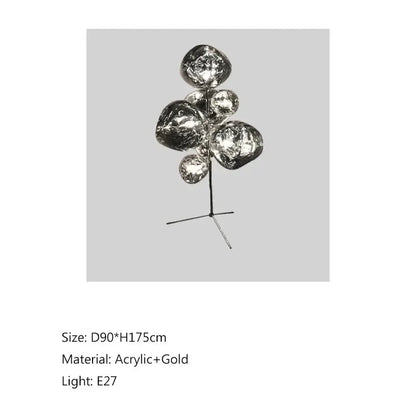 DecorBites LED lava floor lamp with acrylic gold spheres on slim black stand, 175 cm tall on Tampa Home & Garden Store