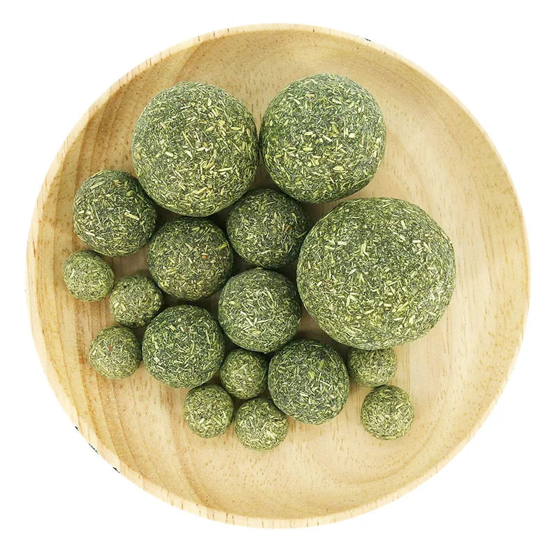 Mint catnip balls in wooden bowl green edible cat toy for healthy teeth and playful cats on Tampa Home & Garden Store
