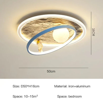 DecorBites Kids Moon Astronaut LED Ceiling Light blue pink theme for bedroom on Tampa Home & Garden Store