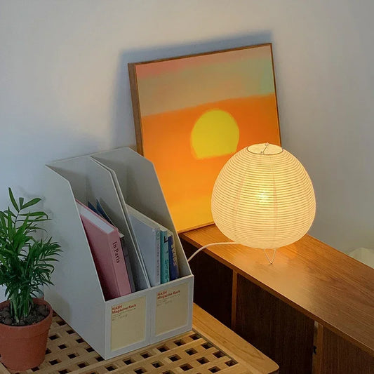 Japanese LED Lantern Table Lamp Rice Paper Bedside Light Living Room Bedroom Decor - Tampa Home & Garden Store