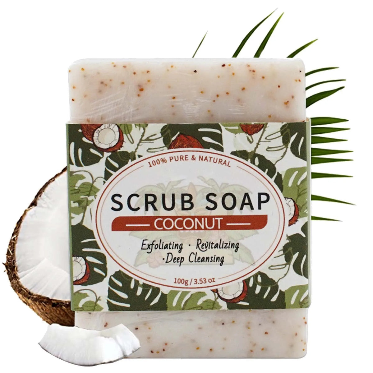 Silcy Skin coconut scrub soap bar white with brown specks exfoliating bamboo charcoal on Tampa Home & Garden Store