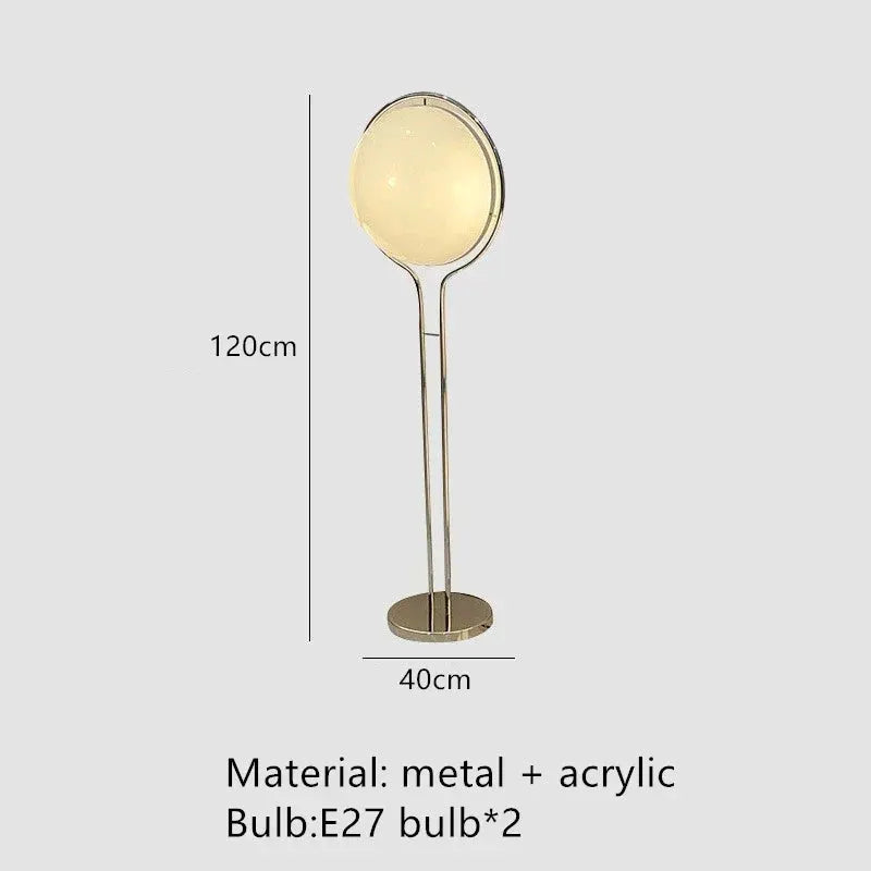 DecorBites LED floor lamp chrome metal with white acrylic ball, dual E27 bulbs, 120 cm tall on Tampa Home & Garden Store