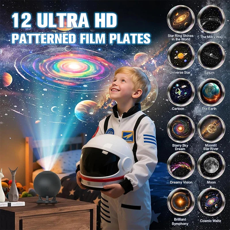 Galaxy Projector Star Projector with 12 Films Nebula Night Light Bedroom Ceiling