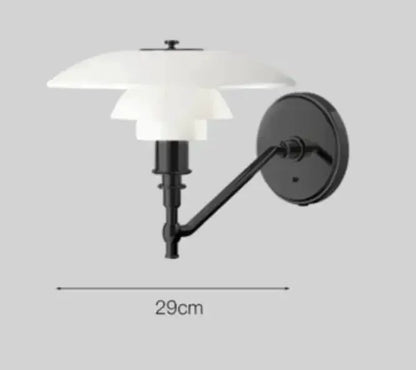 DecorBites LED wall lamp black finish with white layered shade, wall-mount arm, 29cm reach on Tampa Home & Garden Store