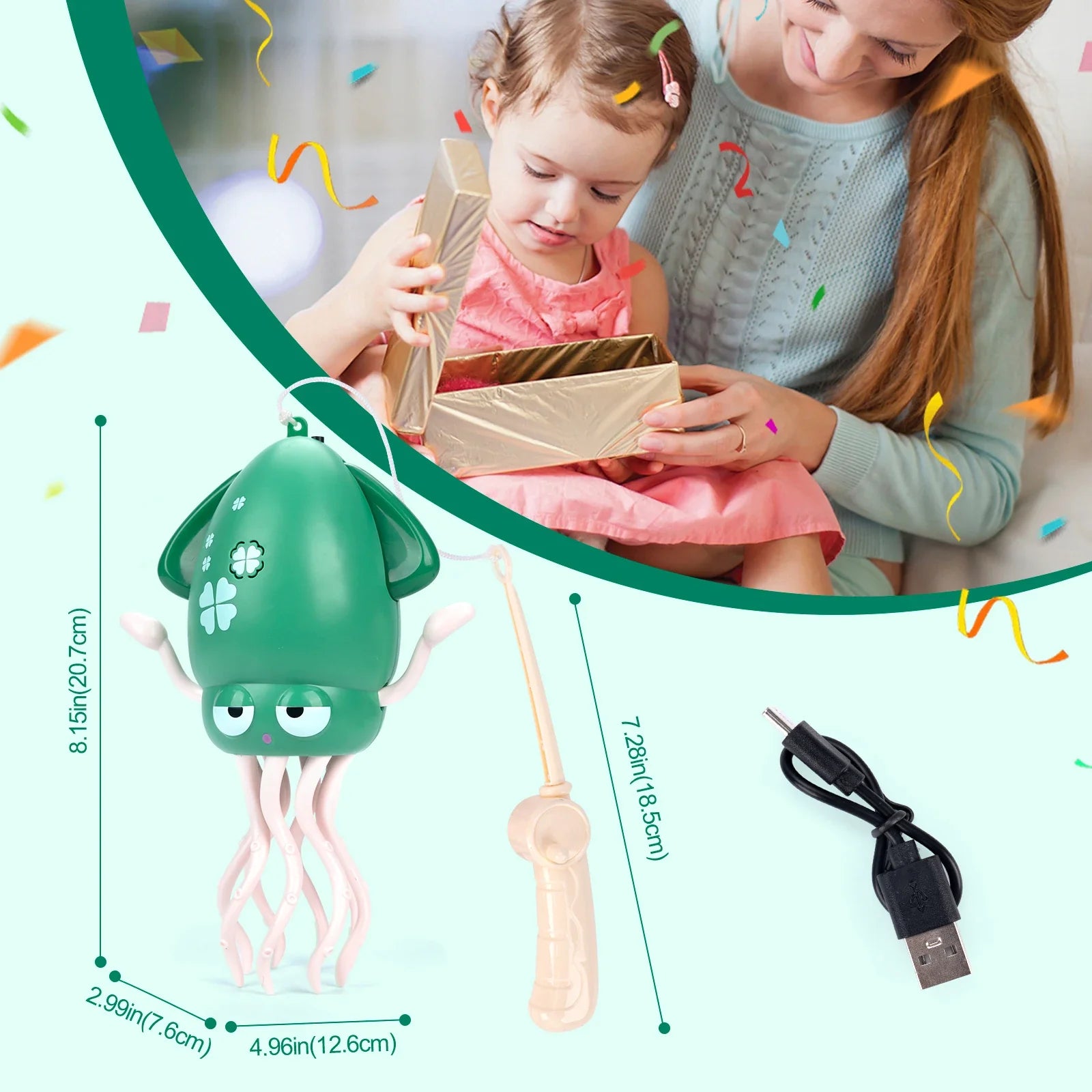 Perfecsy green electronic dancing squid toy with light and music for toddler decor on Tampa Home & Garden Store