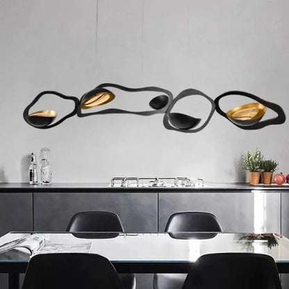 DecorBites LED pendant chandelier with black loops and gold interior over modern kitchen on Tampa Home & Garden Store