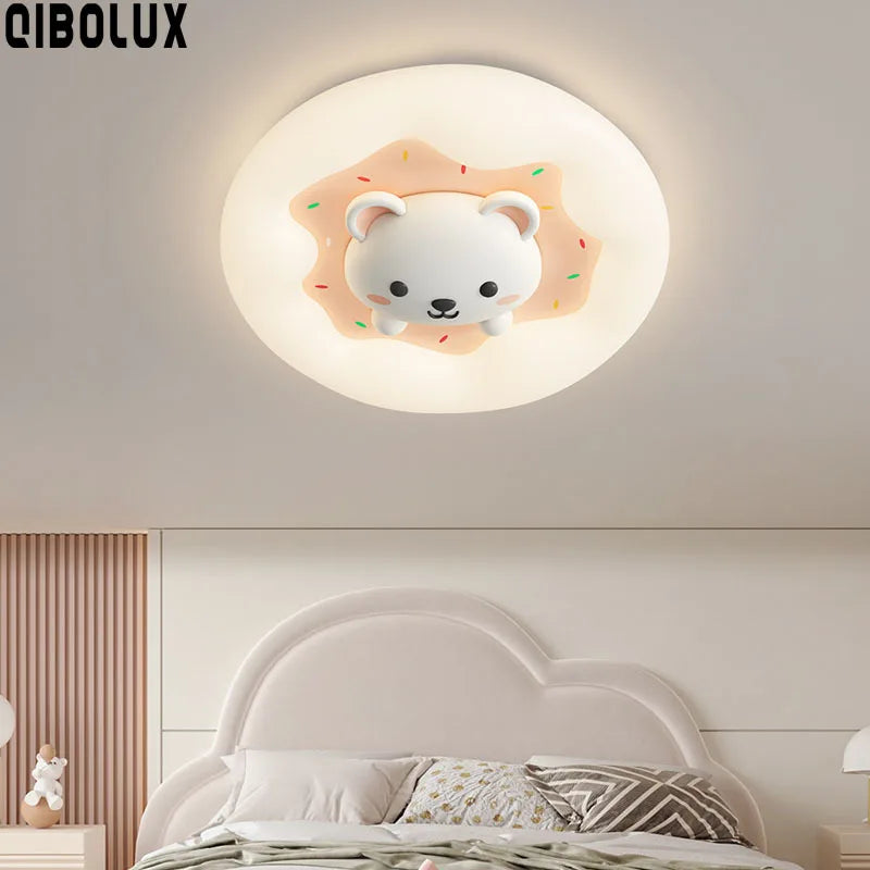 DecorBites Kids Room Chandelier bear donut ceiling light, remote dimmable, warm glow on Tampa Home & Garden Store