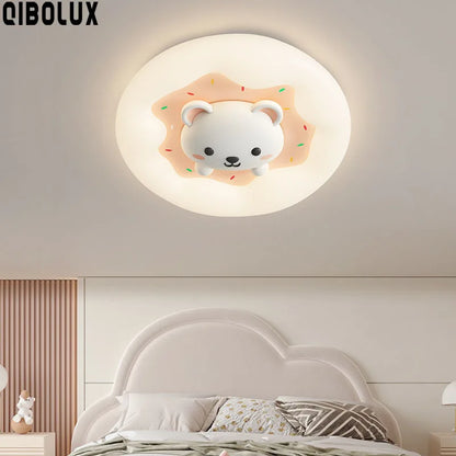 DecorBites Kids Room Chandelier bear donut ceiling light, remote dimmable, warm glow on Tampa Home & Garden Store