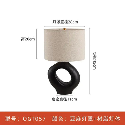 DecorBites Japanese Wabi Sabi floor lamp with beige linen shade and black resin base, E27 on Tampa Home & Garden Store