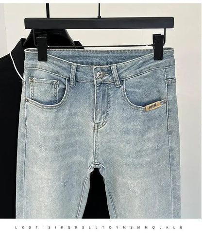 Men skinny jeans light denim, slim fit, UpTrend Deals brand, front pockets on Tampa Home & Garden Store