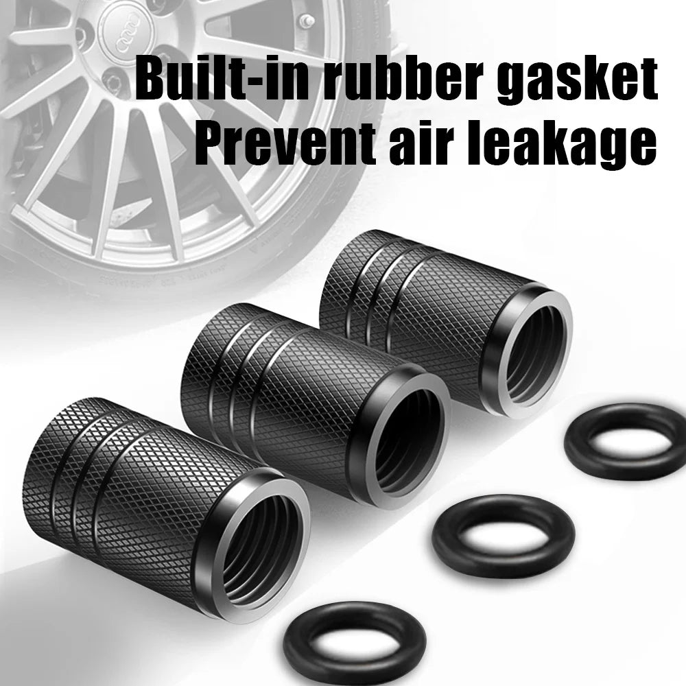 4-pack knurled valve stem caps with built-in rubber gaskets, black valvecaps for bikes on Tampa Home & Garden Store