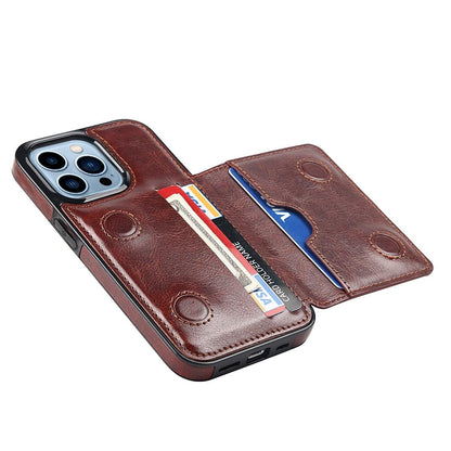 Stevvex brown leather wallet phone case with 3 card slots for iPhone on Tampa Home & Garden Store