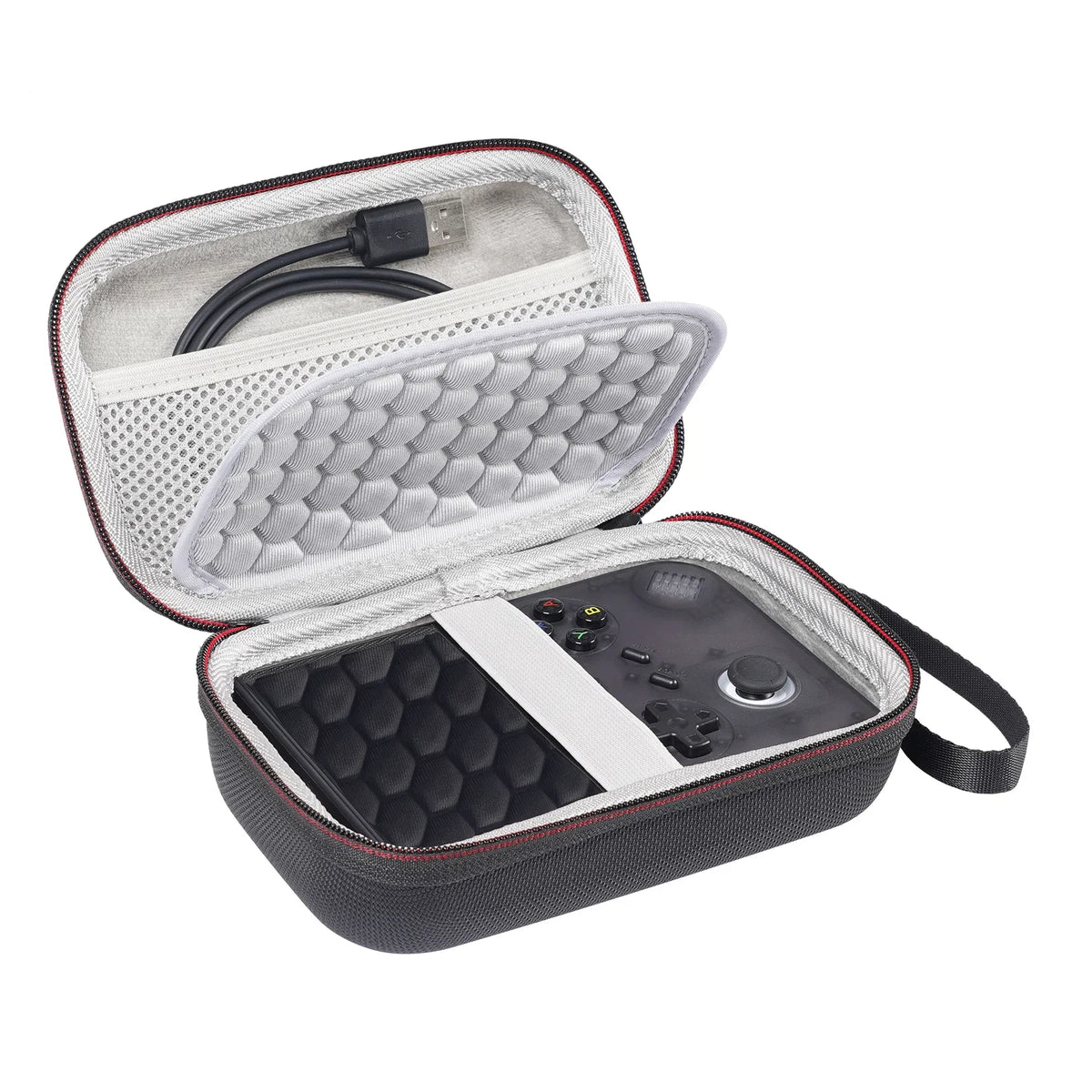 Portable storage hard case for Anbernic RG40XXV handheld console with gray foam and USB cable on Tampa Home & Garden Store