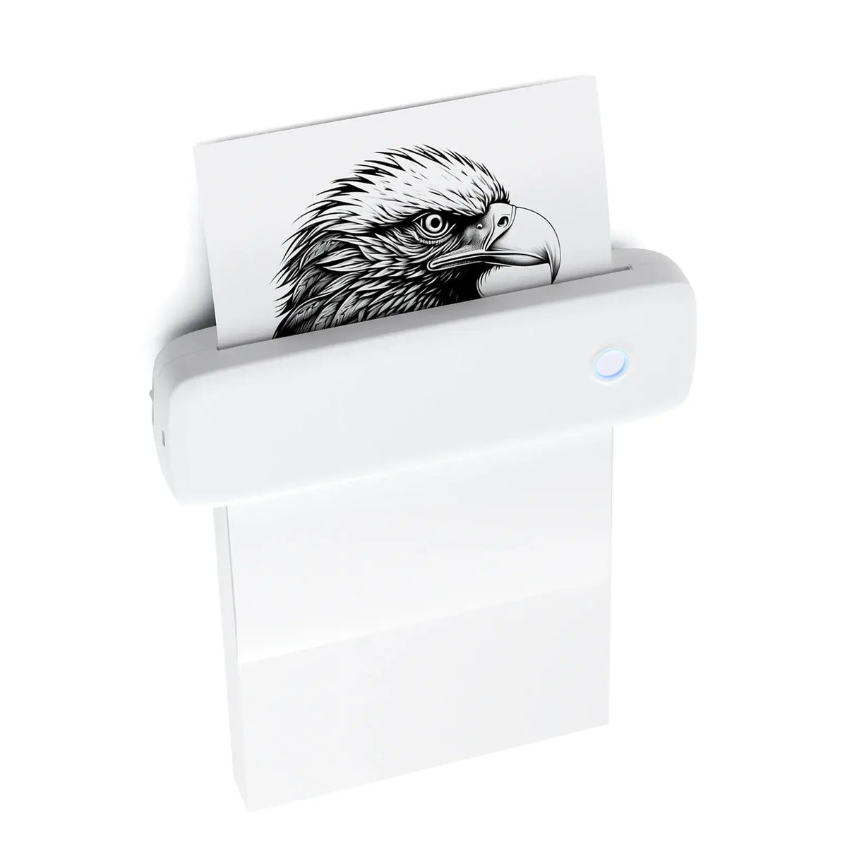 UpTrend Deals portable Bluetooth thermal label printer white body with blue button eagle label on Tampa Home & Garden Store