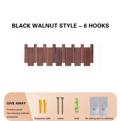 Wooden Piano Coat Rack Wall Mounted Solid Wood Hooks 4 6 8 Hook Organizer