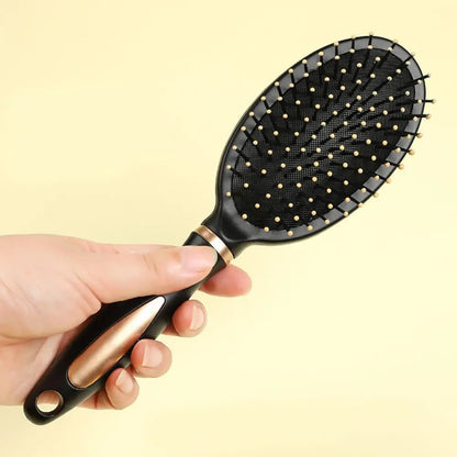 Air bag anti static hair brush with black paddle and rose-gold handle for scalp massage on Tampa Home & Garden Store