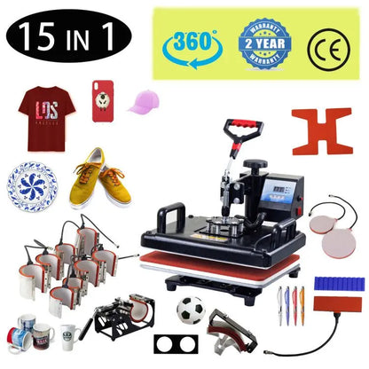 15-in-1 heat press machine by UpTrend Deals, black with digital display for sublimation on Tampa Home & Garden Store