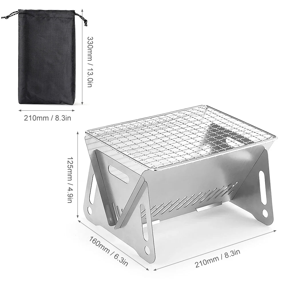 Camping wood burning stove with grill plate by FLIPSTYLEZLLC, portable folding stove bag on Tampa Home & Garden Store