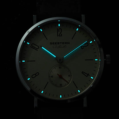 Seestern automatic dress watch with stainless steel case and luminous blue hands on Tampa Home & Garden Store