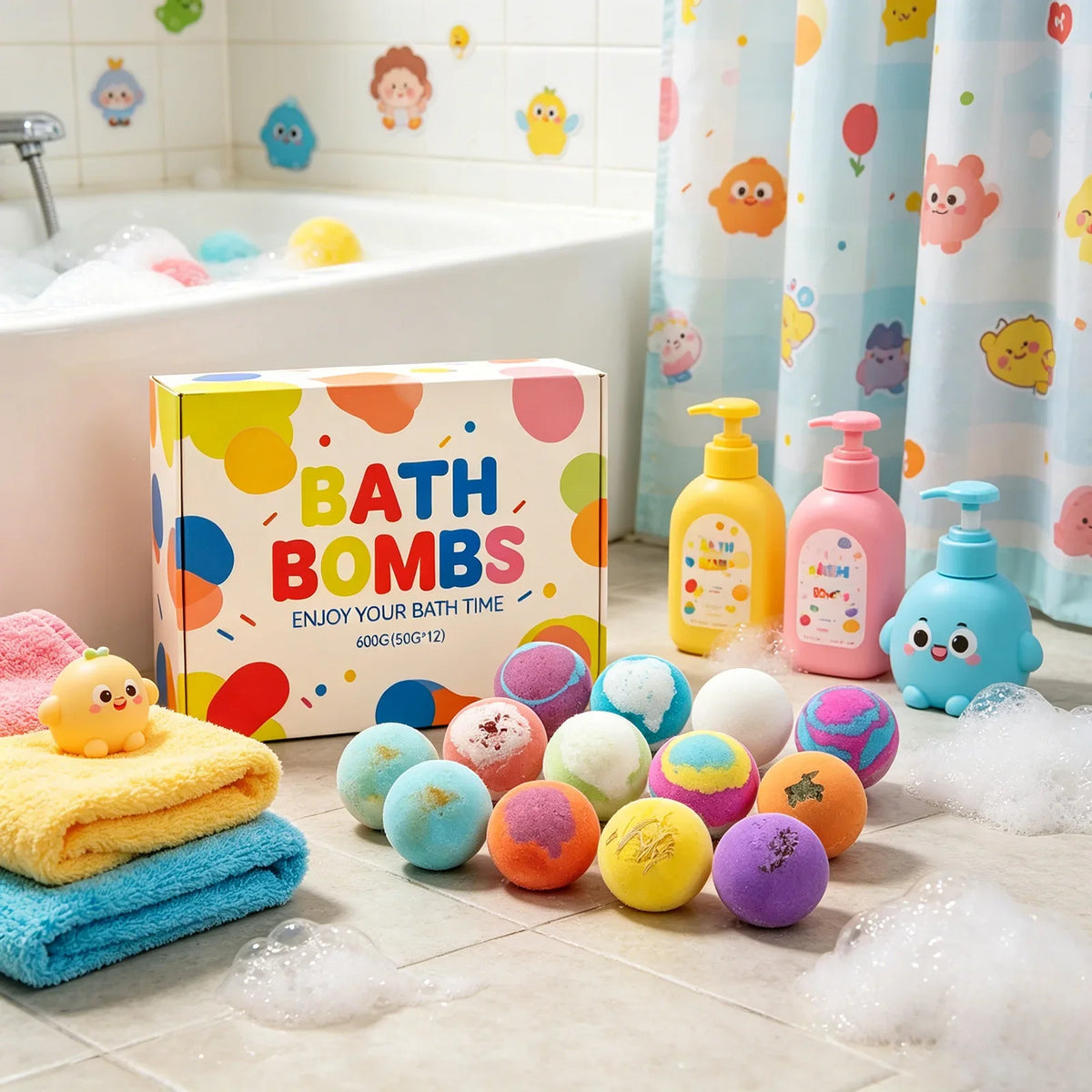 12pc Silcy Skin bath bombs with surprise toys, colorful fizzies in a bright gift box on Tampa Home & Garden Store