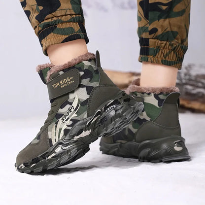 Kids Winter Snow Boots camouflage with plush fur lining and anti-slip rugged sole, TDN KIDS on Tampa Home & Garden Store