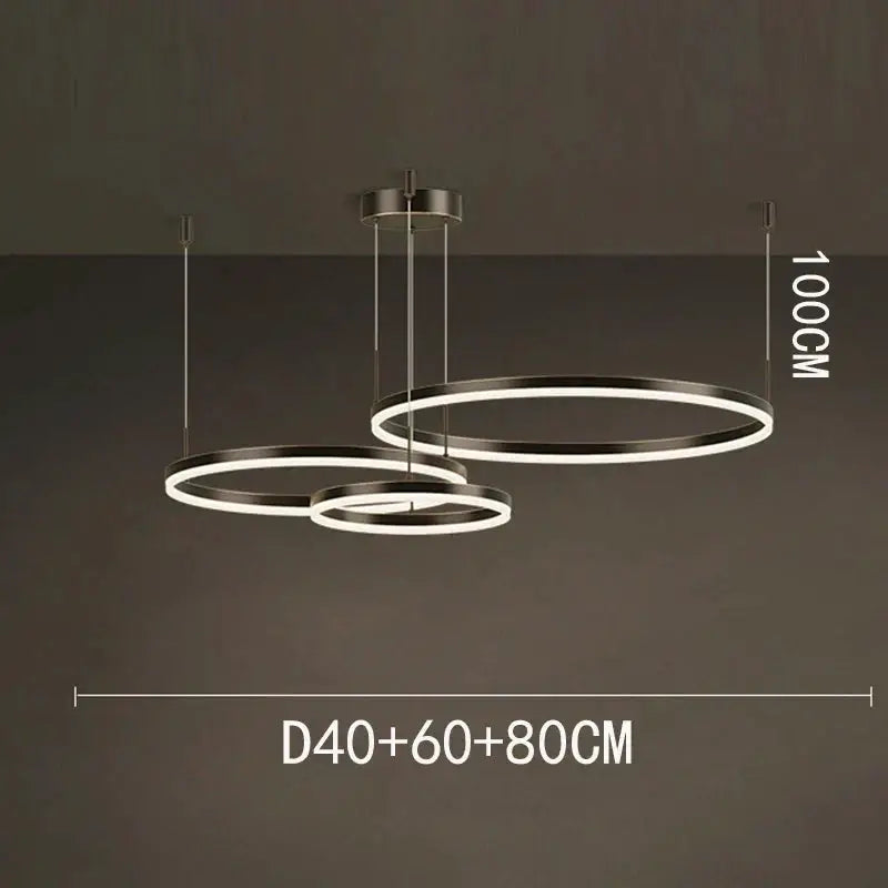 Decorbites LED Pendant Chandeliers with three bronze rings for stairs and living room lighting on Tampa Home & Garden Store