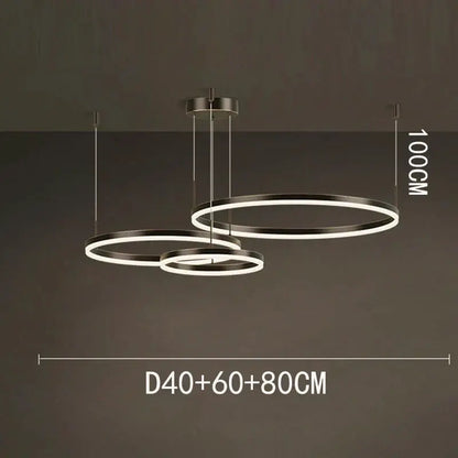 Decorbites LED Pendant Chandeliers with three bronze rings for stairs and living room lighting on Tampa Home & Garden Store