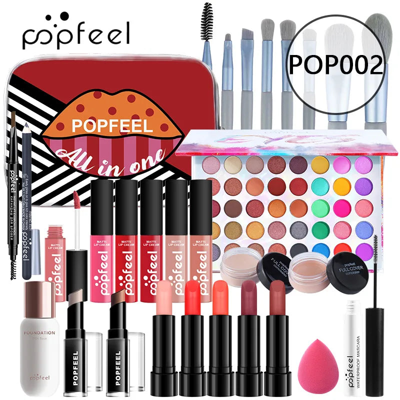 POPFEEL All-in-One Makeup Kit by Silcy Skin with eyeshadow palette, foundation and lip gloss on Tampa Home & Garden Store