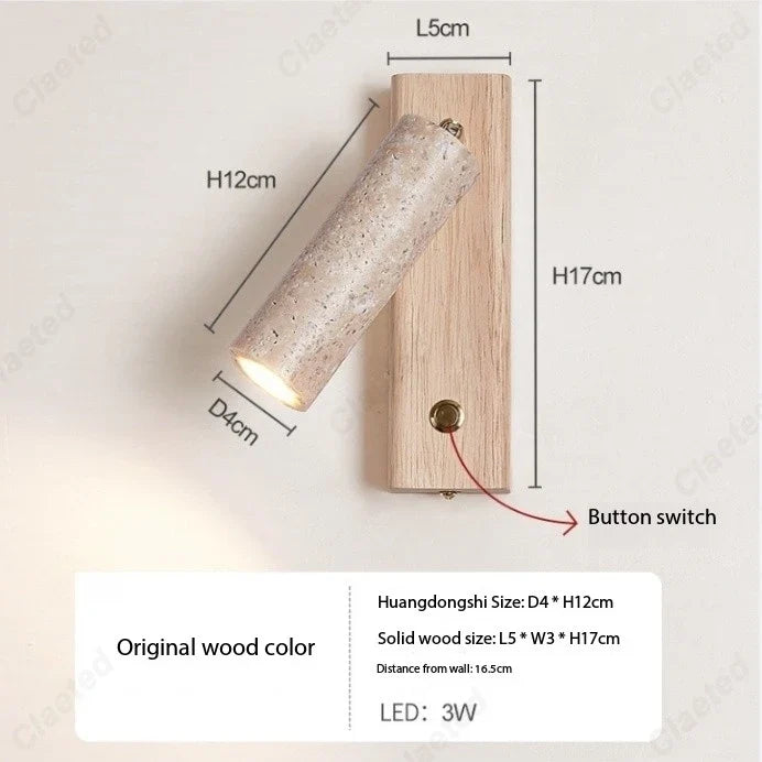 Perfecsy LED yellow cave stone wall lamp with backplate and adjustable shade on Tampa Home & Garden Store