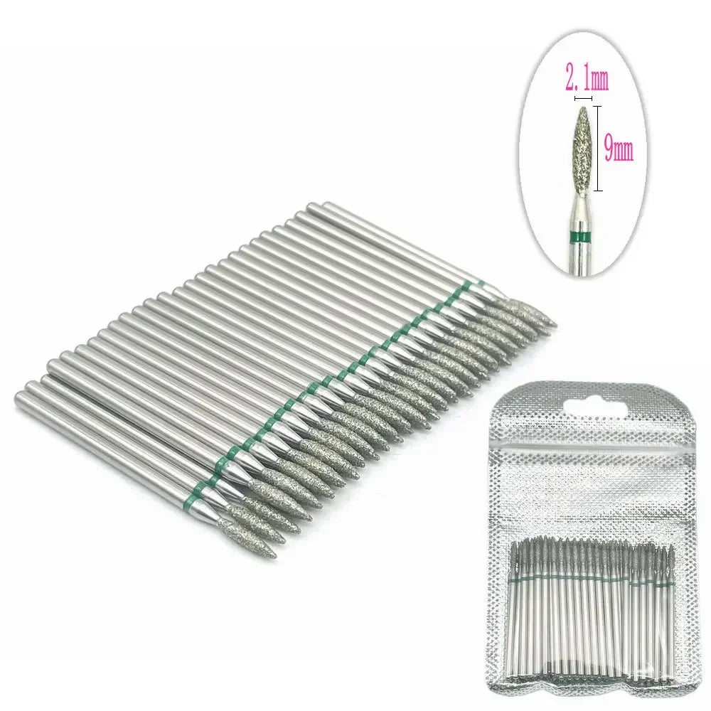 Silcy Skin 50pc diamond nail drill bits for manicure with silver diamond tips in a pouch on Tampa Home & Garden Store