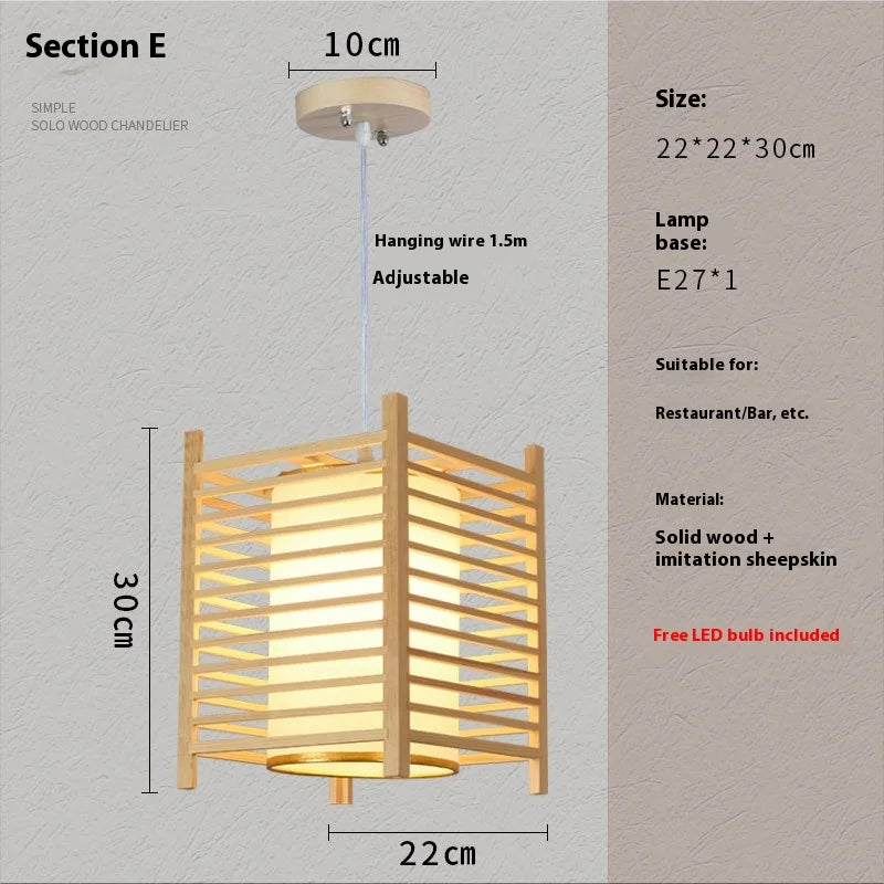 Solid wooden pendant, 22x22x30 cm, E27 base, LED included, Perfecsy Japan style on Tampa Home & Garden Store
