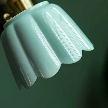 Decorbites lotus flower ceramic LED pendant lampshade mint green for ceiling lights on Tampa Home & Garden Store