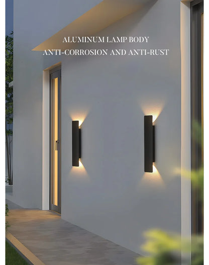 Outdoor Waterproof Wall Light – 18W LED Black Aluminum Exterior Lamp for Bedroom