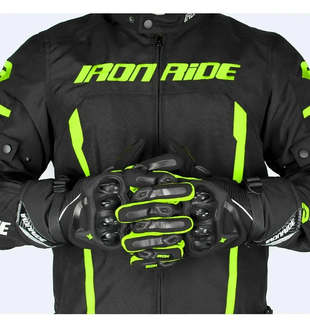 BikerZoneZ Warm Winter Waterproof Windproof Motorcycle Gloves black neon lime knuckle guards on Tampa Home & Garden Store
