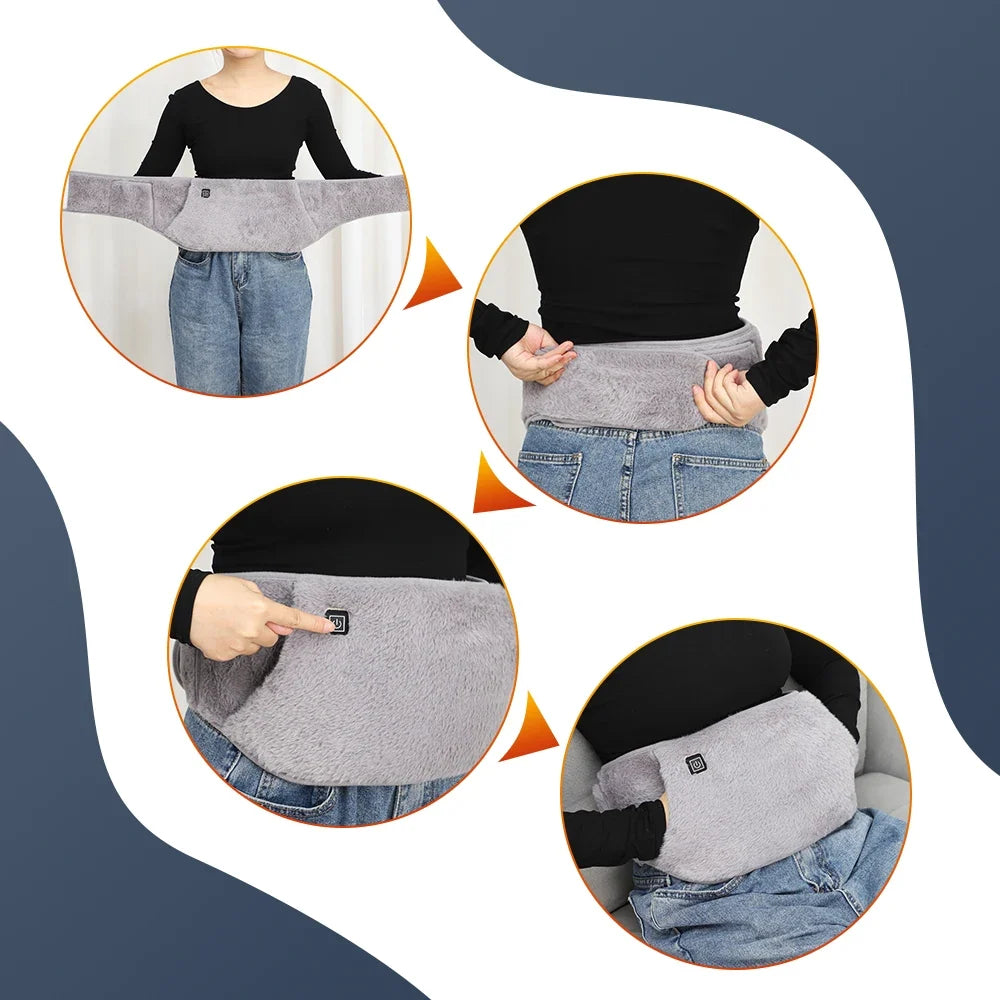 3-level graphene heating waist belt USB rechargeable abdominal warmer, grey fabric Silcy Skin on Tampa Home & Garden Store