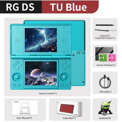 Anbernic RG DS Flip handheld game console with 4in IPS HD dual screens TU Blue on Tampa Home & Garden Store