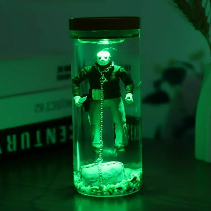 Jason Voorhees water lantern glowing green in jar decorative horror decor Perfecsy on Tampa Home & Garden Store