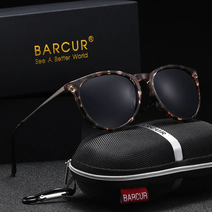 BARCUR round polarized sunglasses for women with tortoiseshell plastic frame and dark lenses on Tampa Home & Garden Store