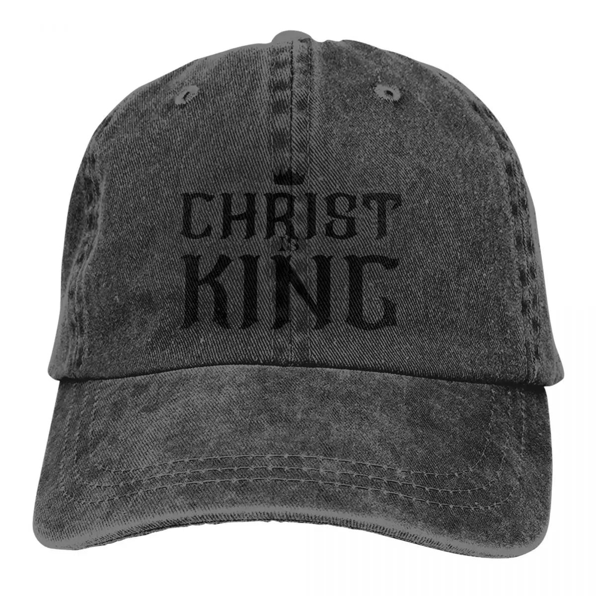 King Caps distressed gray cotton cap with CHRIST KING text on Tampa Home & Garden Store